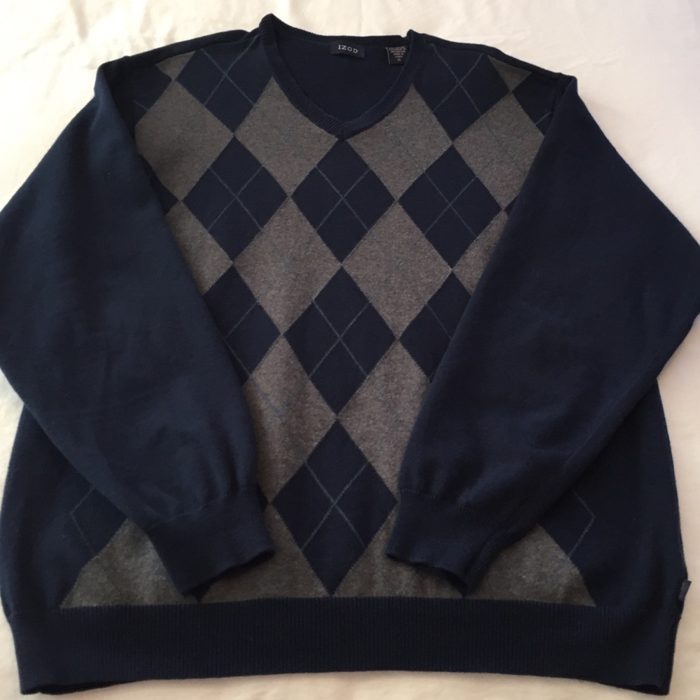 IZOD Cotton Navy Argyle Sweater
